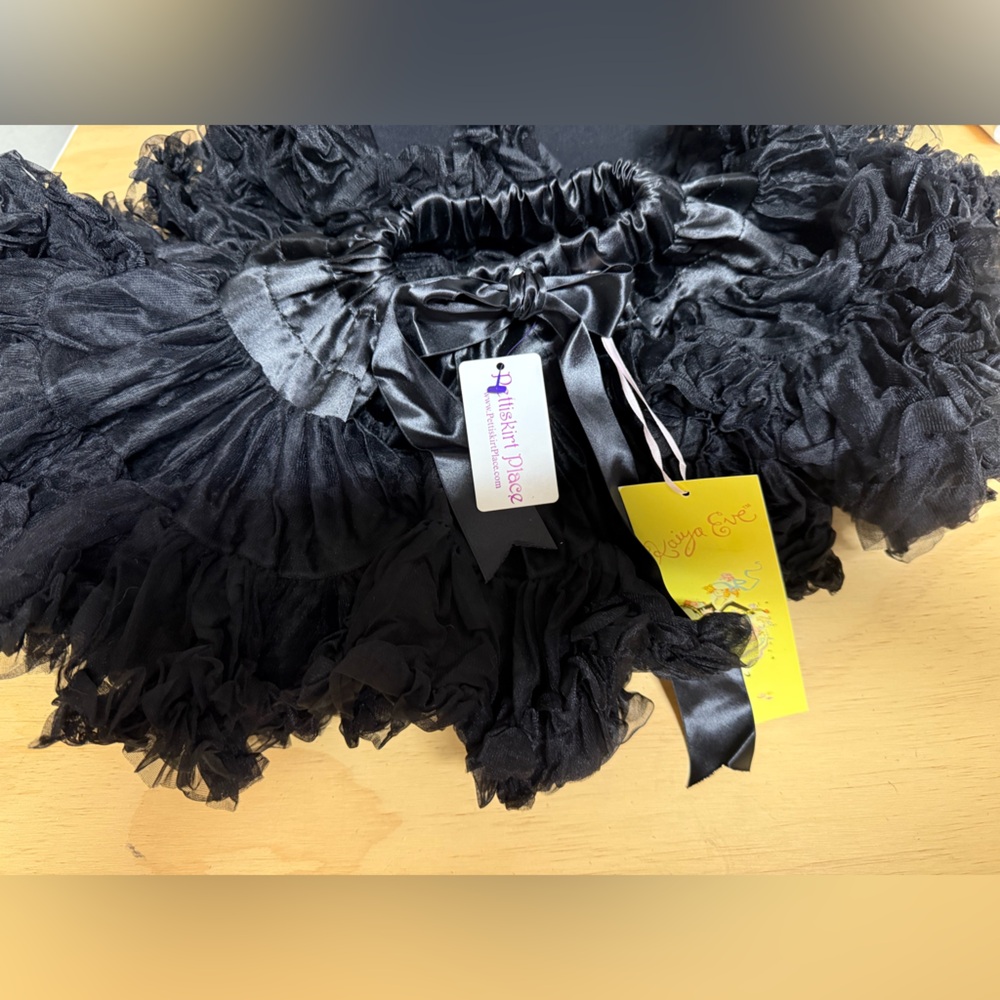 Black Ruffled tutu with Satin Bow